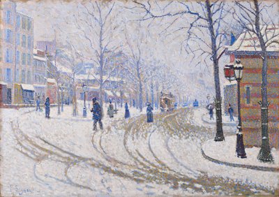 Schnee, Boulevard de Clichy, Paris, 1886 von Paul Signac